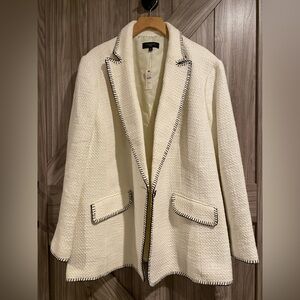 Talbots NWT White Textured Women's Jacket with Black Trim